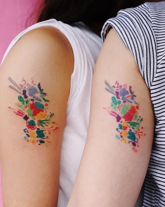 170 δημιουργικές ιδέες τατουάζ αδελφών και έμπνευση πολύχρωμα αφηρημένα τατουάζ για την αδελφή