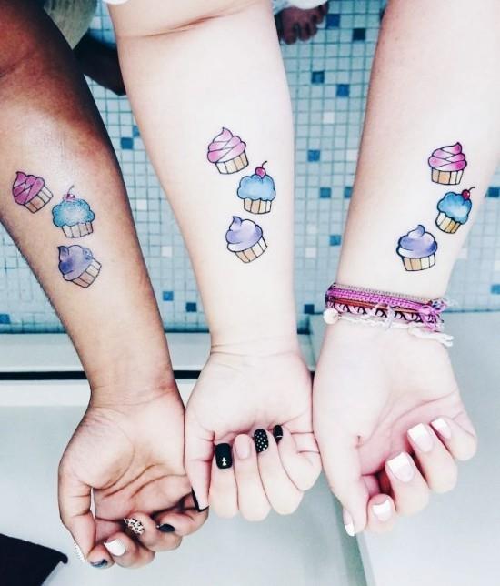 170 δημιουργικές ιδέες τατουάζ αδελφών και έμπνευσης πολύχρωμα muffins τρεις αδελφές