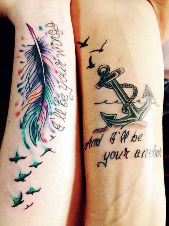170 δημιουργικές ιδέες τατουάζ αδελφών και εμπνεύσεις πουλιά φτερών και αδελφή αδελφής άγκυρας