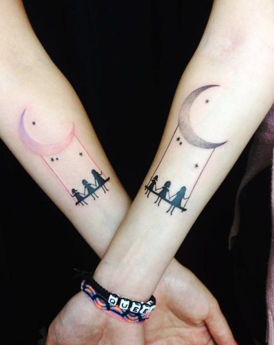 170 δημιουργικές ιδέες τατουάζ αδελφών και εμπνεύσεις φεγγάρι και ταλαντεύονται τρία κορίτσια
