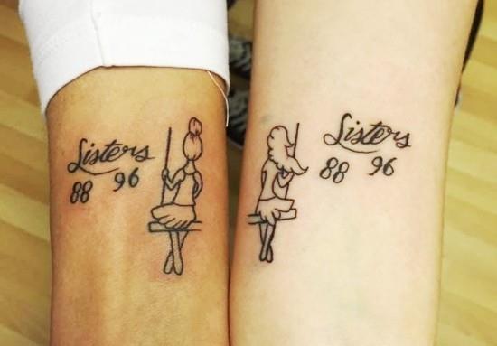 170 δημιουργικές ιδέες τατουάζ αδελφών και εμπνεύσεις αδελφή σε κούνια με ημερομηνία και όνομα