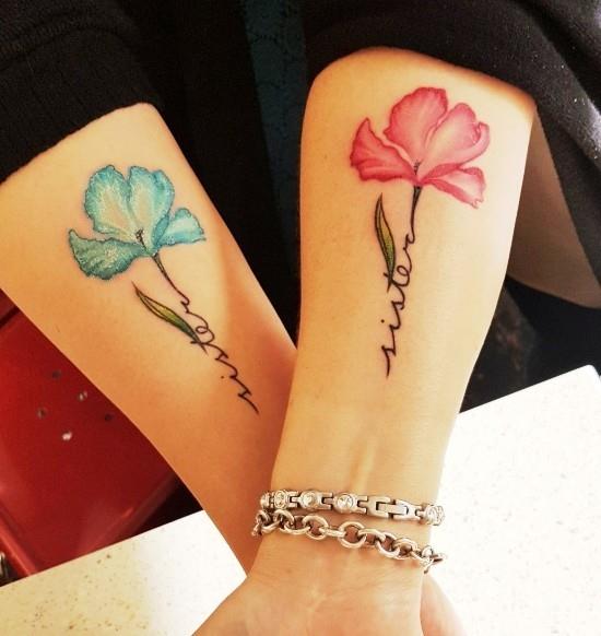 170 δημιουργικές ιδέες τατουάζ αδελφών και εμπνεύσεις αδελφή λουλούδια μπλε κόκκινο