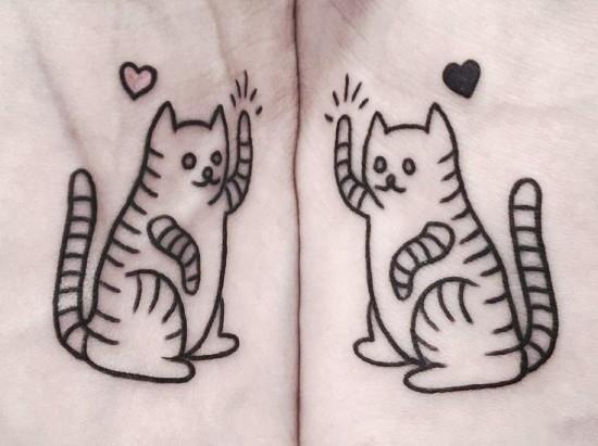170 δημιουργικές ιδέες τατουάζ αδελφών και εμπνεύσεις χαριτωμένες γάτες που ταιριάζουν