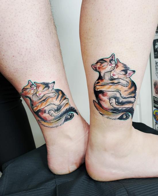 170 δημιουργικές ιδέες και εμπνεύσεις τατουάζ αδελφών δύο γάτες χαριτωμένες