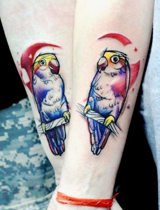 170 δημιουργικές ιδέες τατουάζ αδελφών και εμπνεύσεις δύο παπαγάλων πολύχρωμη αδελφή