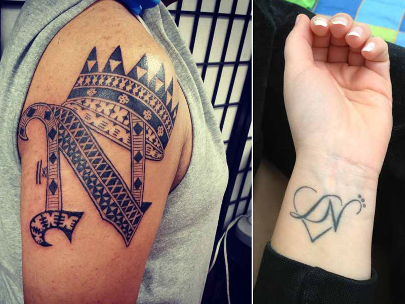 N raidžių tatuiruotės dizainas