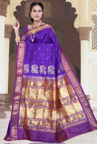 Violetinė Pietų Indijos Jacquard Nauvari Saree