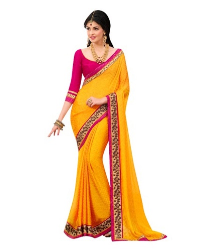 Geltonasis Nauvari Saree