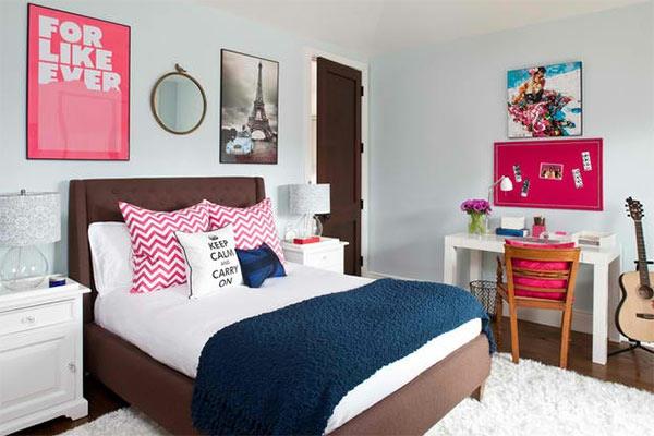 ιδέες νεανικό δωμάτιο κορίτσι ροζ διακόσμηση τοίχου καμαρίνι