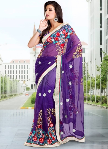 Renkli Menekşe Saree