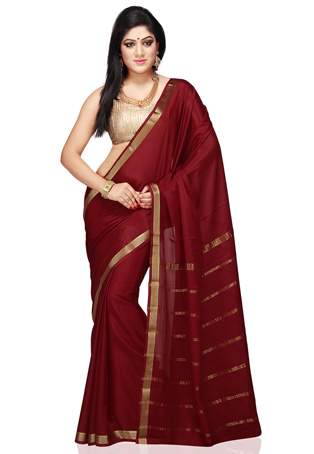 Maroon Mysore Silk Saree