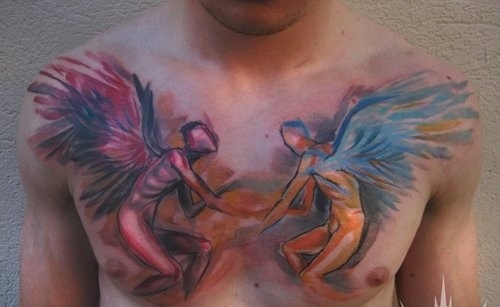 Velnio angelo paukščio inkaro tatuiruotė
