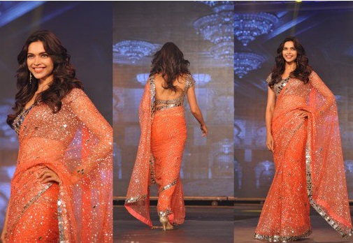 Orange Saree içinde Deepika Padukone