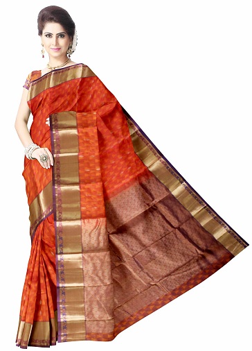 Turuncu Kanjeevaram Saree