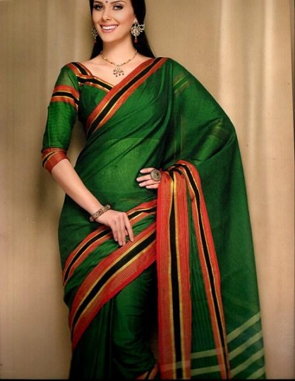 Tamsiai žalia Bangalore Saree