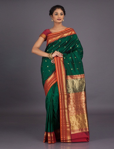 Grynas šilkas Bangalore Saree