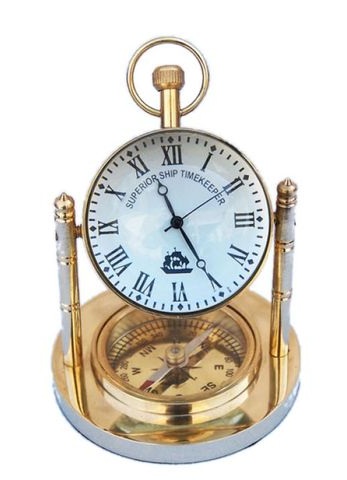 5 colių „Compass Brass“ jūrinio stalo laikrodžio dizainas