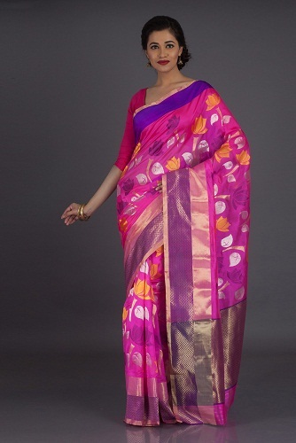 Pembe Chanderi Pattu Saree