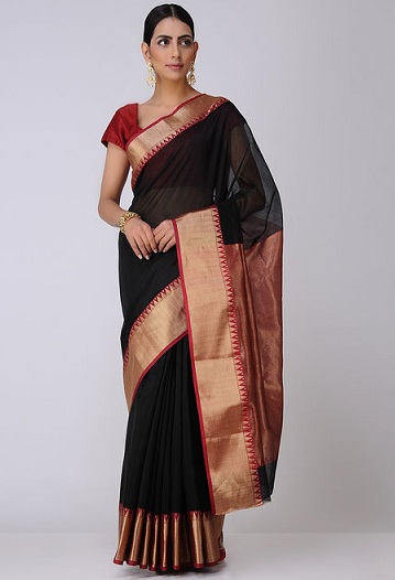 Siyah Chanderi Sari