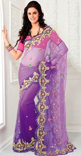 6. Taş işlemeli eşsiz menekşe rengi sari