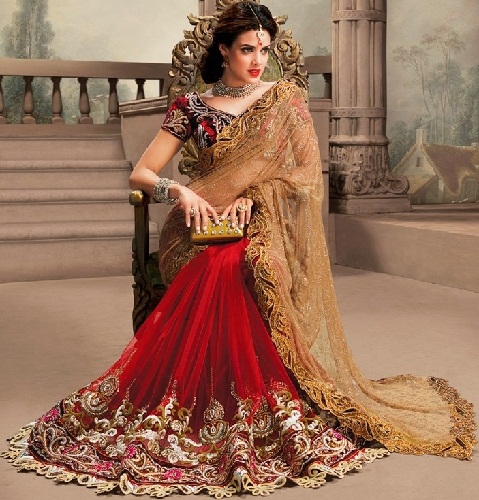 7. Kırmızı tasarımcı saf net gelin sari