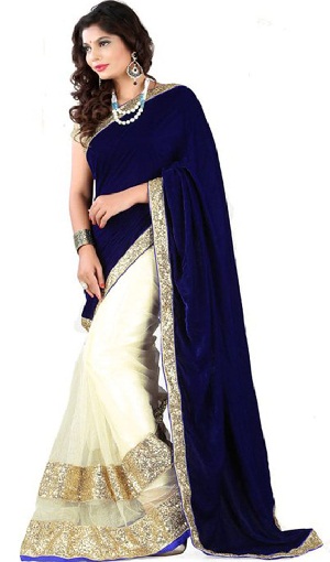 8. Mavi ve kirli beyaz işlemeli tasarımcı file sari