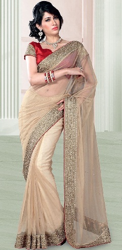 9. Tek renkli kenarlıklı krem ​​renkli file sari