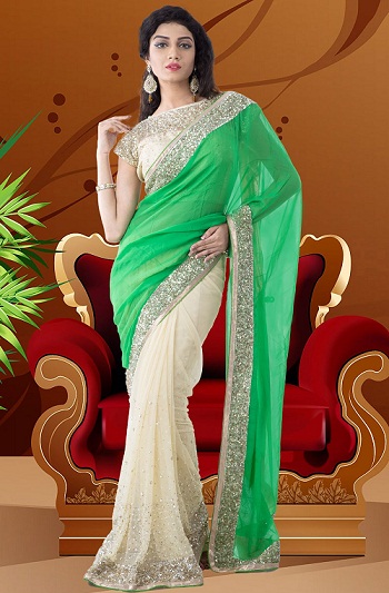 3. Yeşil-krem renkli yarım buçuk file sari