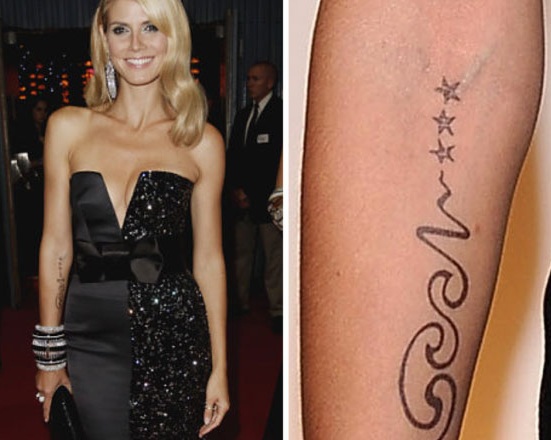 Šiuolaikinės tatuiruotės ant Heidi Klum kūno