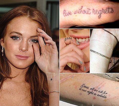 Gražių Lindsay Lohan tatuiruočių sąrašas