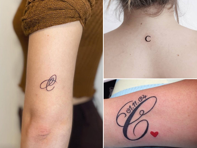 C raidžių tatuiruotės dizainas
