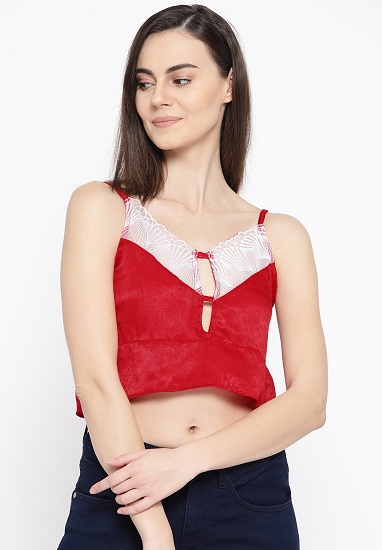 „Satin Bralette Top“ raktų skylės kaklelis