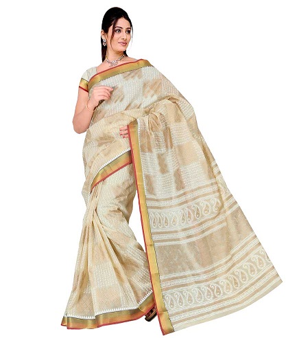 Bej Gadwal Cotton Saree