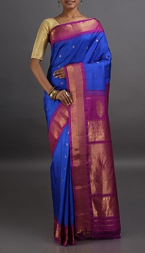 Mėlyna Gadwal Saree