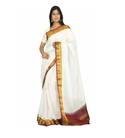 Beyaz Gadwal Saree