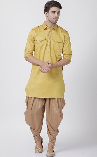 Sarı Pathani Dhoti Kurta