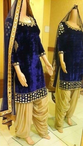 Velvet Mirror Work Salwar kostiumas