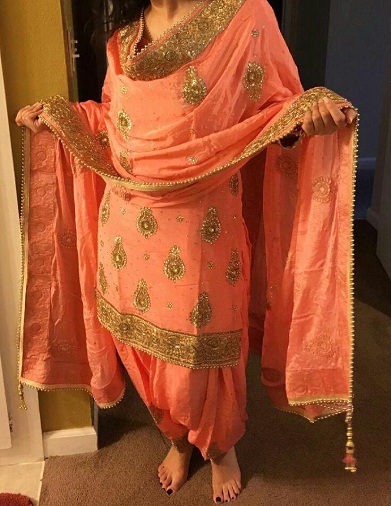 Popierinis šilko pandžabų Salwar kostiumas