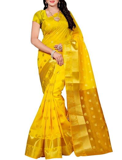 Sarı Kanjivaram Sari