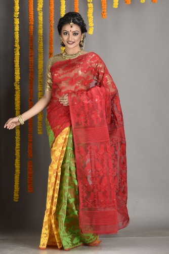 Daugiaspalvis Dhakai Jamdani Saree