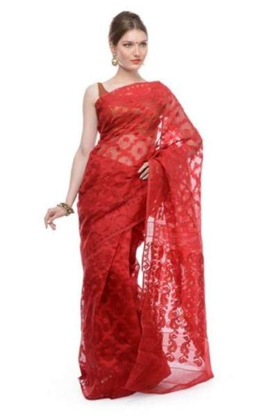 Kırmızı Jamdani Sari