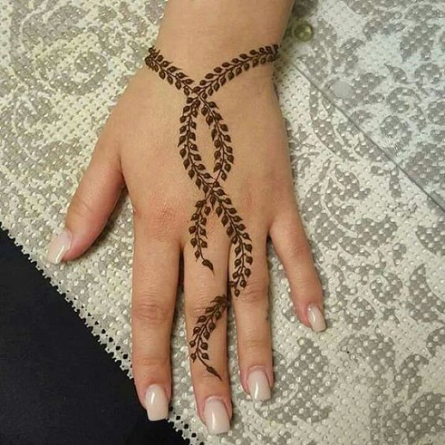 Yaprak Baskı Parmak Mehndi Tasarımları