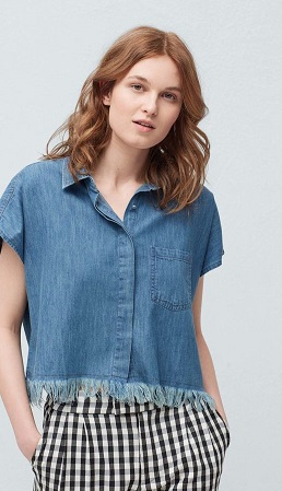 Trumpi moteriški džinsiniai marškinėliai su pusiau rankovėmis