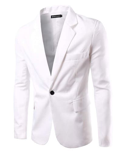 Erkek Slim Fit Beyaz Blazer