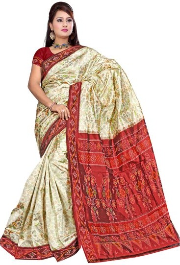 Grynas šilkas Pochampally Saree