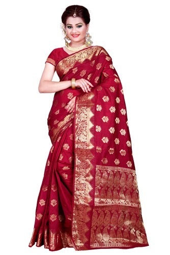 Kırmızı Pochampally İpek Sari