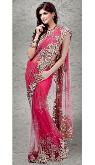 „Pink Net Saree“ vakarėliams