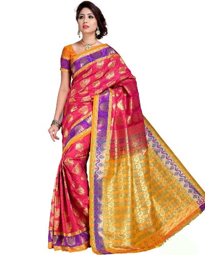 Koyu Pembe Pattu Saree
