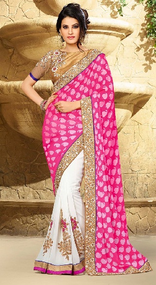 Sahte Georgette Pembe Sari