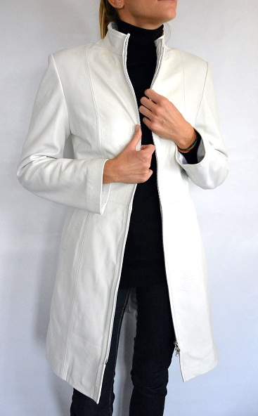 Beyaz Deri Ceket Kadın